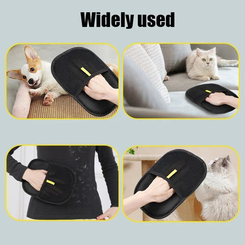 3pc Dog Cat Grooming & Hair Removal Kit Pet Deshedding Glove Massage Brush Lint Remover