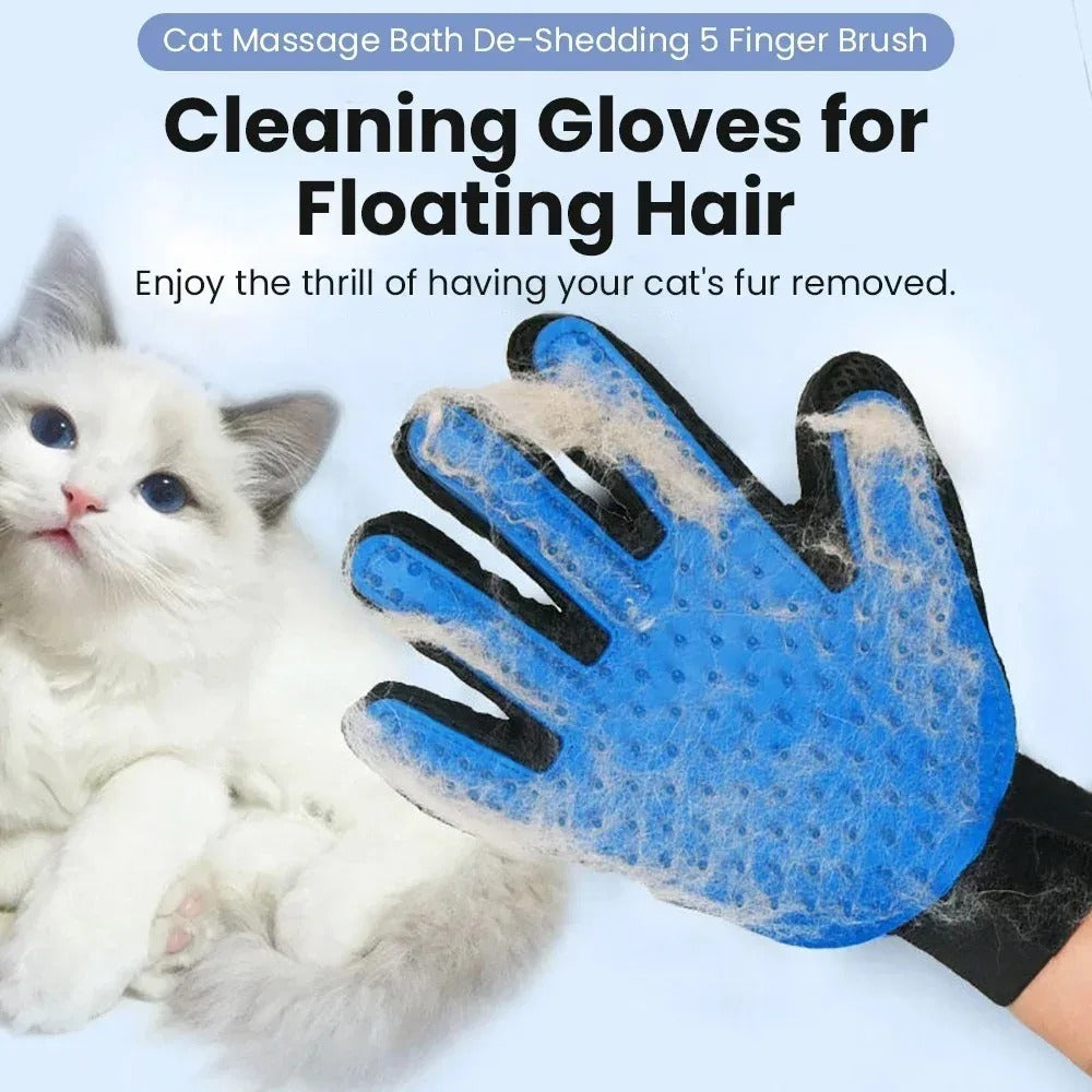 3pc Dog Cat Grooming & Hair Removal Kit Pet Deshedding Glove Massage Brush Lint Remover