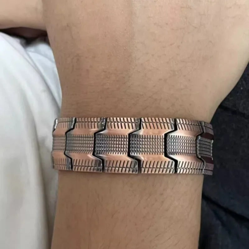 2026 Magnetic Red Copper Cross Cuff Bracelet Wide Detachable Vintage Retro Fashion Jewelry Gift for Men Husband