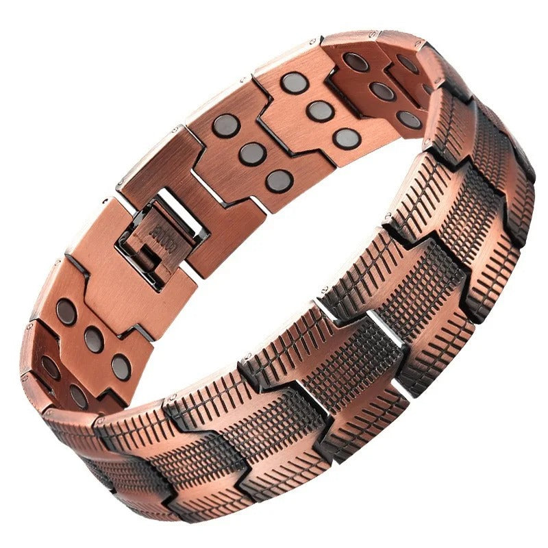 2026 Magnetic Red Copper Cross Cuff Bracelet Wide Detachable Vintage Retro Fashion Jewelry Gift for Men Husband