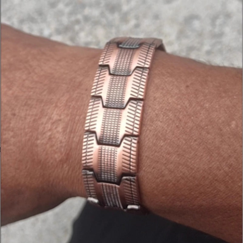 2026 Magnetic Red Copper Cross Cuff Bracelet Wide Detachable Vintage Retro Fashion Jewelry Gift for Men Husband