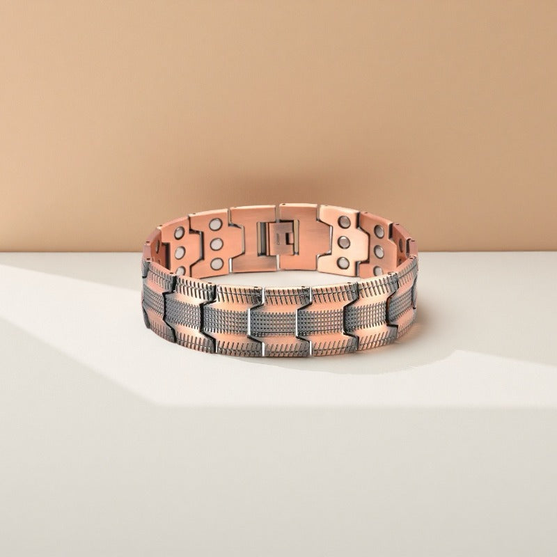 2026 Magnetic Red Copper Cross Cuff Bracelet Wide Detachable Vintage Retro Fashion Jewelry Gift for Men Husband